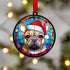 French Bulldog Tan in Santa Hat Suncatcher Decoration